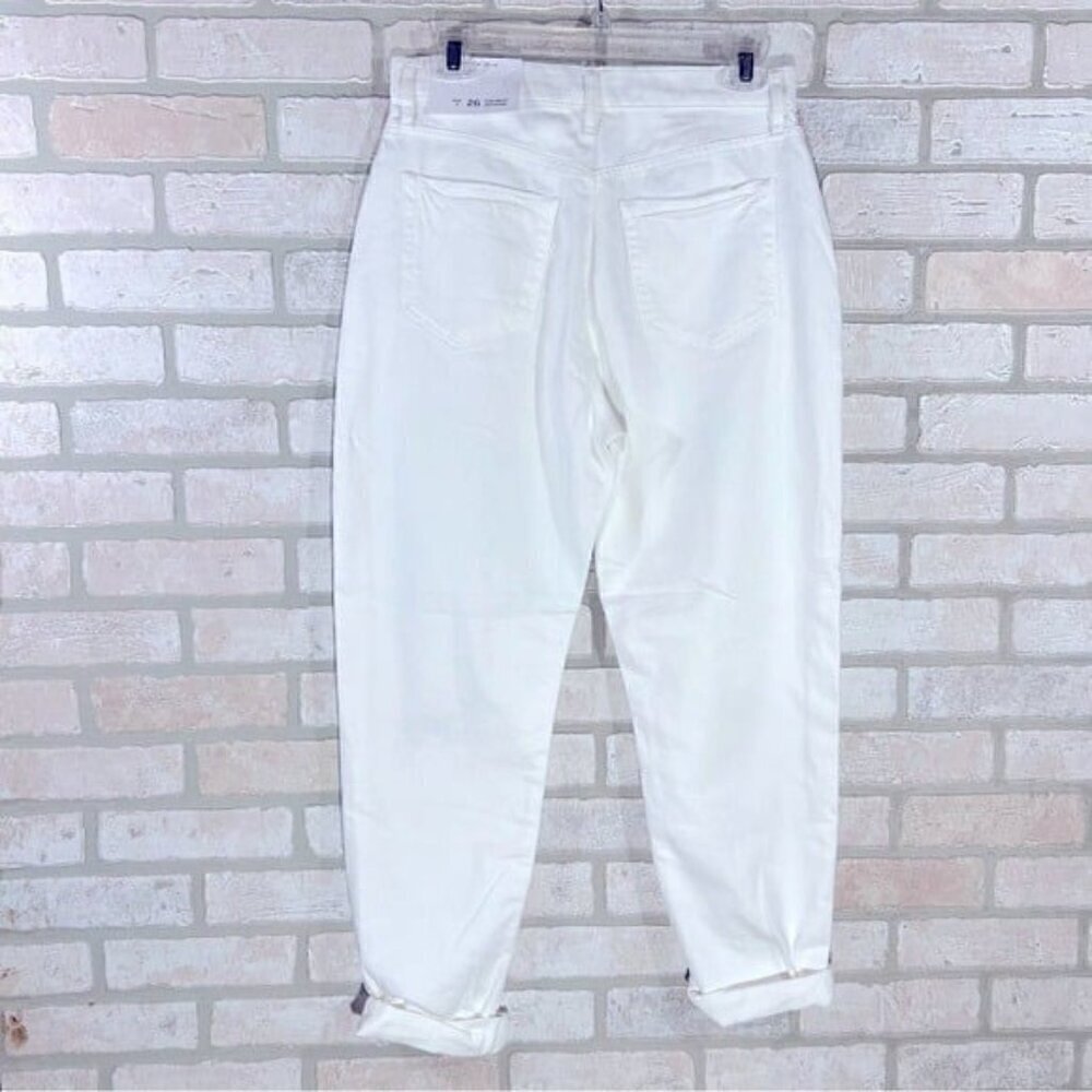 Loft NWT High Waist White Distressed Slim Pocket Boyfriend Jeans Size 26/2 - Picture 8 of 12